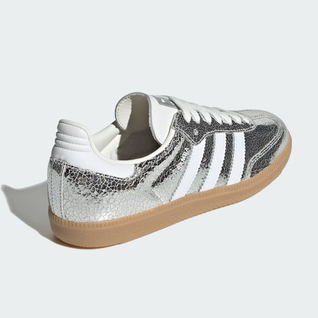 Adidas Samba Silver Metallic Cracked Leather